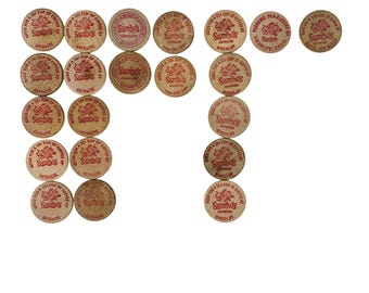 Vintage Sambos Restaurant Coffee Tokens Wooden Nickels Lot of 21