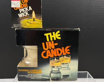 Vintage Corning Pyrex The Uncandle Set With Wicks & Floating Wick Holders