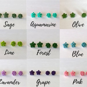 Miniature Succulent Earrings - Pick Your Own Color - Garden Earrings - Clay Earrings - Succulent Studs - Plant Earrings - Gift For Her