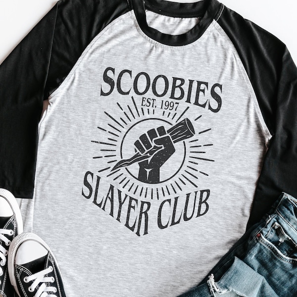 Buffy the Vampire Slayer Tshirt | Scoobies Slayer Club | 90s TV Shows | Buffy Fans Raglan Tee Birthday Gift | Buffy Shirt | Sunnydale Shirt