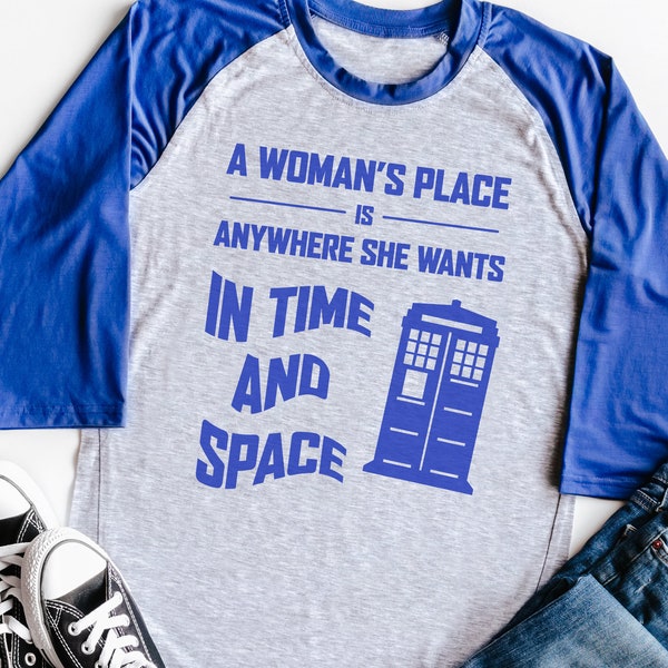 Doctor Who Tardis Shirt | Feminist Shirt | Whovian Fans Tee | Women's Rights | Dr Who Gift | Nerdy Christmas Gift | Raglan Tee | Equality