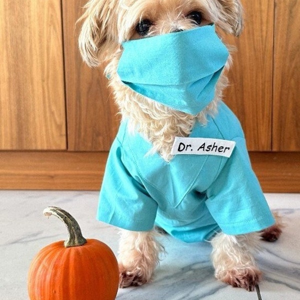 Surgeon Dog Costume, Pet Surgeon Halloween Costume, Puppy Surgeon Costume, Graduation Surgeon Outfit for dogs, Name Badge Surgeon Costume