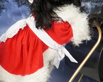 Mrs Claus Dog Christmas Outfit, Girl Dog Cristmas Set, Mrs Claus Pet Costume. Christmas Puppy Mrs Claus Outfit