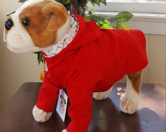 Red Hoodie for Dogs. Hoodie for Dogs in Red, Pet Hoodies, Red Hoodie in Red for Pets, Long Sleeve Pet Hoodie