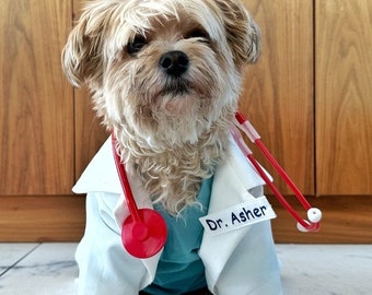 Dog Doctor Lab Coat Costume, Doctor Lab Coat Dog Costume, Pet Doctor Lab Coat Costume, Doctor Lab Coat Pet Costume, Puppy Lab Coat Costume