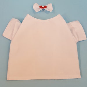 Infirmière Chien Fille Blanc Scrubs Costume, Chiot Fille Infirmière Blanc Scrubs Uniformes, Infirmière Pet Fille Blanc Scrubs Costumes image 3