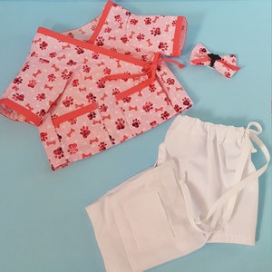 Hond meisje verpleegsters scrubs, verpleegsters scrubs uniformen voor hondenmeisjes, puppy meisje verpleegsters scrubs kostuums, meisjes huisdier verpleegster uniform kostuum, verpleegster huisdier
