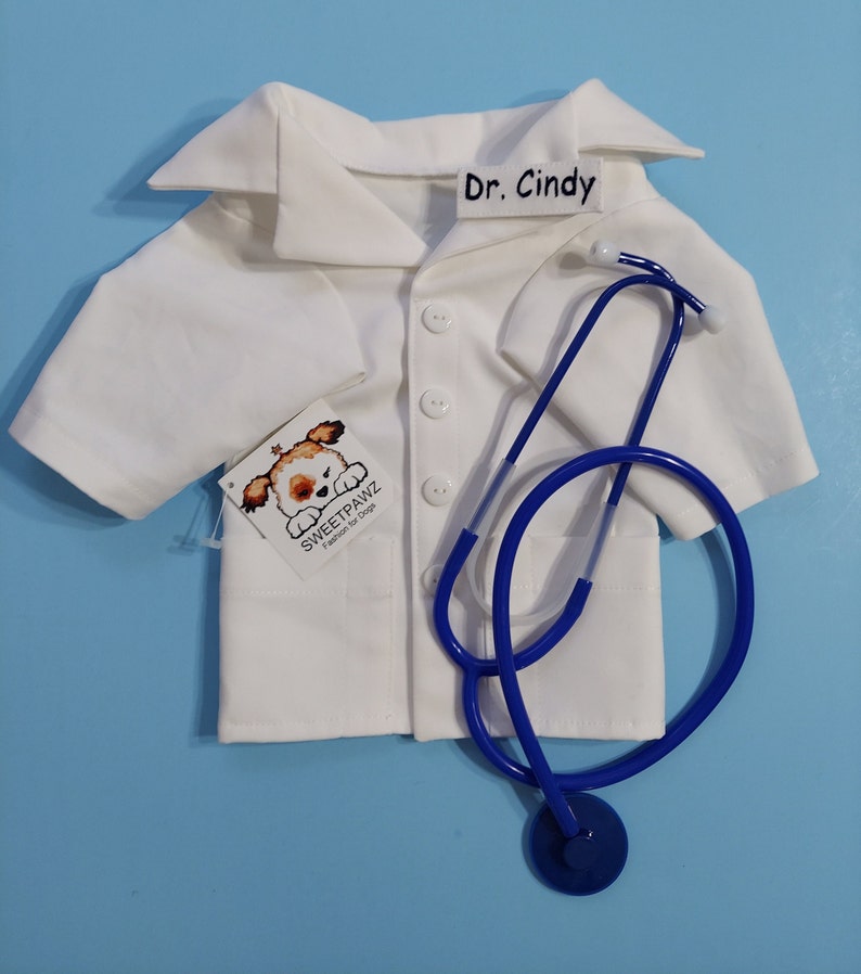 Dog Doctor Lab Coat Costume, Doctor Lab Coat Dog Costume, Pet Doctor Lab Coat Costume, Doctor Lab Coat Pet Costume, Puppy Lab Coat Costume image 2