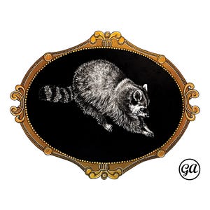 Aufkleber - Mr. Waschbär - süsser Tieraufkleber, skurrile Laptop Dekoration, Trash Panda Aufkleber, ausgefallene Tiere Kunst, Geschenk & Geschenk für Naturliebhaber
