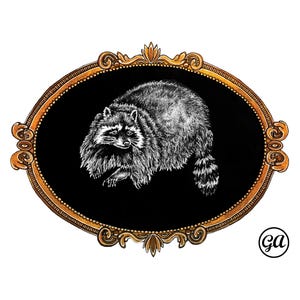 Aufkleber- Frau Waschbär- süsse Tieraufkleber, wunderliche Laptop Dekoration, Trash Panda Aufkleber, ausgefallene Tiere Kunst, Geschenk & Geschenk für Naturliebhaber