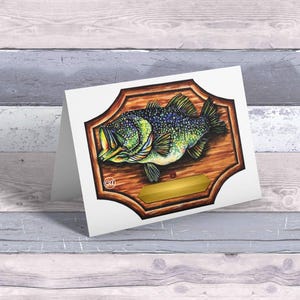 Carte d'art - Big Billy Bass - Cartes de voeux vierges, carte d'anniversaire idiote nostalgique, cadeau jouet des années 90, notes personnalisables amusantes, carte d'anniversaire de pêche