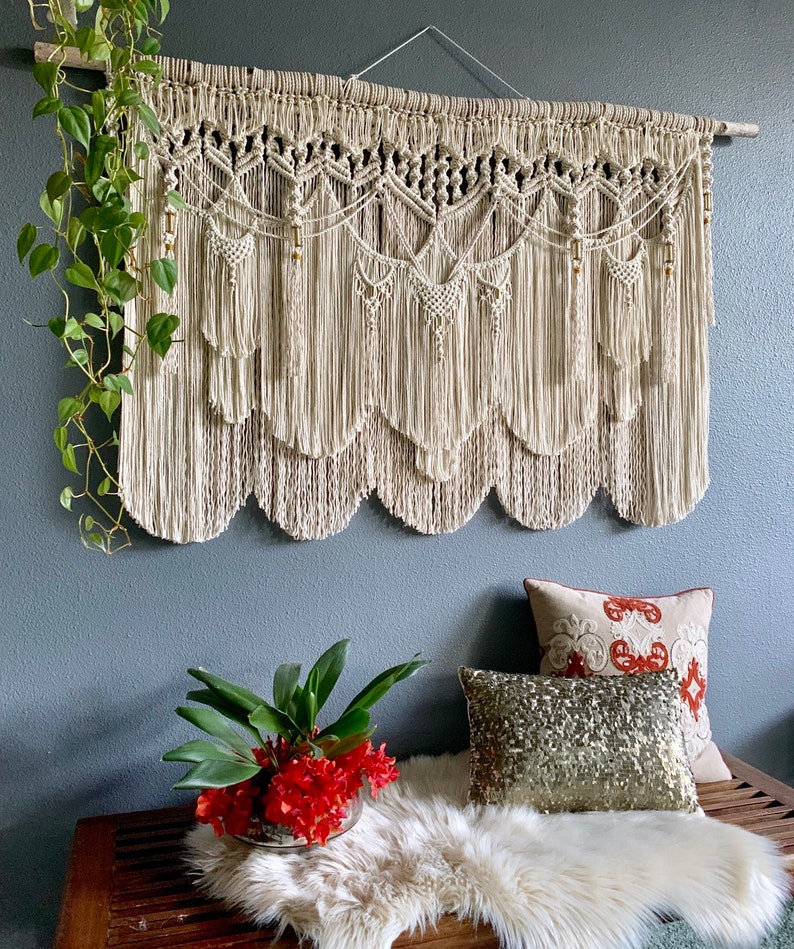 Bohemian Decor Over the Bed Wall Decor Large Macrame Wall Etsy