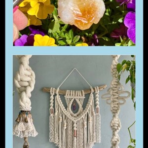 Large Macrame Wall Hanging with Crystal, 20x43 Crystal Wall Hanging Gift for Her, Macrame Wall Art for Bohemian Home, Free Shipping image 10