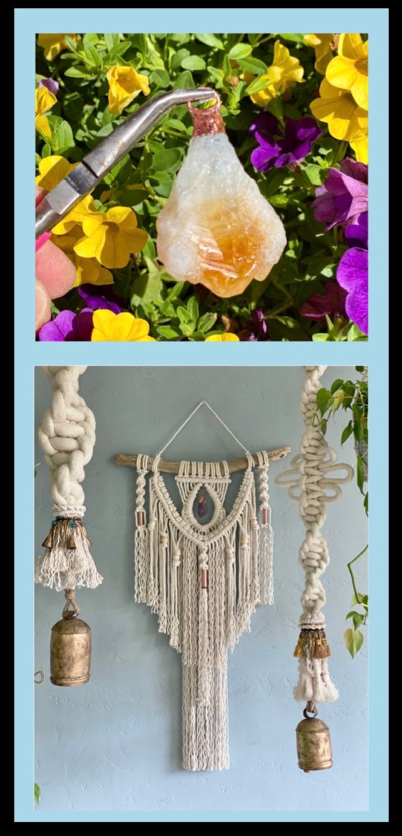 Large Macrame Wall Hanging with Crystal, 20x43 Crystal Wall Hanging Gift for Her, Macrame Wall Art for Bohemian Home, Free Shipping image 10
