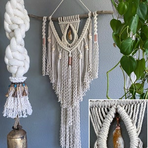 Boho Macrame Wall Hanging for Bohemian Home, 20x43 Crystal Wall Hanging, image 9