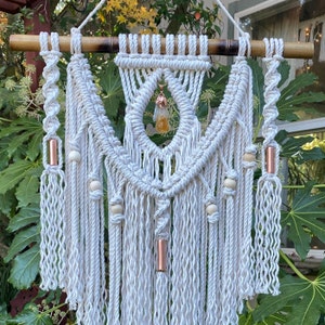 Boho Macrame Wall Hanging for Bohemian Home, 20x43 Crystal Wall Hanging, image 6