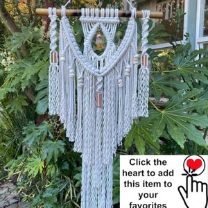 Large Macrame Wall Hanging with Crystal, 20x43 Crystal Wall Hanging Gift for Her, Macrame Wall Art for Bohemian Home, Free Shipping image 4