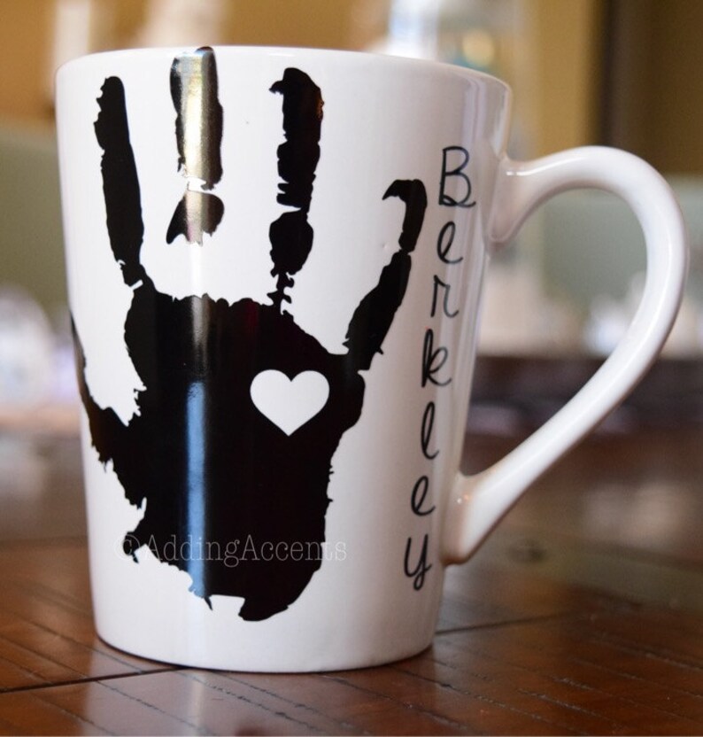 Personalized coffee mug handprint heart grandma grandpa Etsy