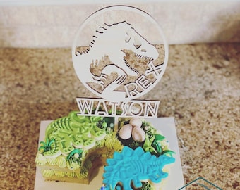 Cake Topper - Two Rex - Personalized - 2 REX -Second Birthday - Dino - Dinosaurs - Party Decorations - Wood- Acrylic - 2nd Birthday - Decor