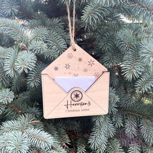 Adorno navideño con forma de carta de Papá Noel - Tradición - Decoración navideña - Sobre de Papá Noel - Sobre de Papá Noel personalizado - Adorno navideño para niños