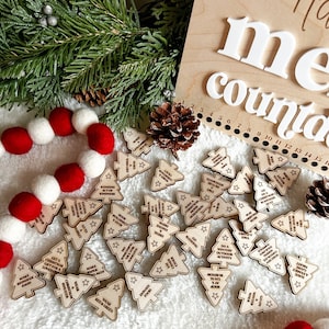 Adventskalenderpenningen - activiteitsmunten kerst - 24 dagen aftellen tot kerst - houten penningen - aangepaste vakantiemunten - kerstgejuich