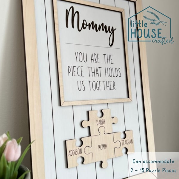 Mother's Day - Mom Wood Sign - Puzzle Pieces - Unique Wood Sign for Her - Gift for Mom - Family Sign - New Mom - Mom To Be - Grandma - Nanny