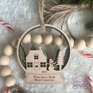 Christmas New Home Ornament - New House - Moved - Personalized - Laser Engraved - Family - Memory - Keepsake - Snowglobe - Layered Ornament