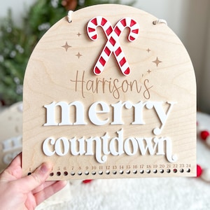 Personalized Christmas Advent Calendar: Refillable Wooden Countdown Sign