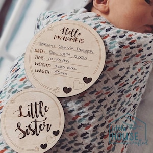 Baby Announcement Sign for Hospital - Sibling Pregnancy Announcement -Sibling Wooden Sign - Newborn Photo  - Photo Prop - Hospital Pictures