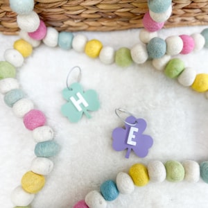 Personalized Shamrock Keychain: Acrylic Clover Bag Tag, Good Luck Charm