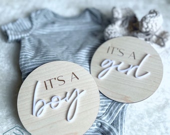 Engraved Wood Baby Announcement Sign: 3D Acrylic Photo Prop
