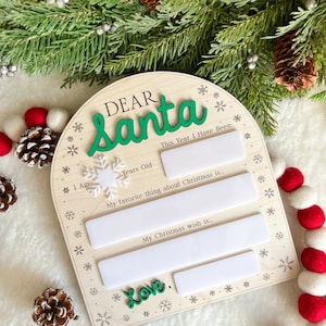 Letrero "Querido Papá Noel", letrero borrable en seco, tablero para Papá Noel, carta reutilizable para Papá Noel, accesorio para fotos de Navidad, letrero con carta para Papá Noel, recuerdo