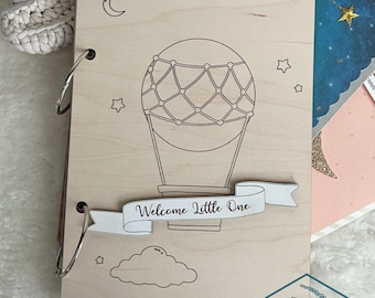 Custom Engraved Baby Shower Card Keeper: Maple Wood Keepsake
