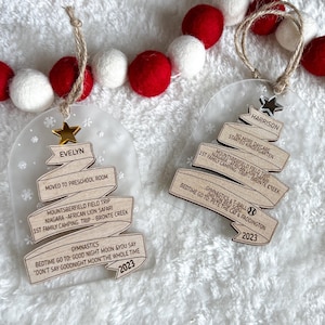 Weihnachtsbaumschmuck „Jahresrückblick 2026“ | Gravierter Erinnerungsschmuck | Personalisierte Zeitkapsel als Andenken | Geschenk für Familienmeilensteine