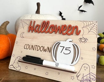 Halloween Countdown Sign | Personalized Days Until Halloween Tabletop Sign | Dry Erase Pumpkin Countdown | Kids Halloween Decor