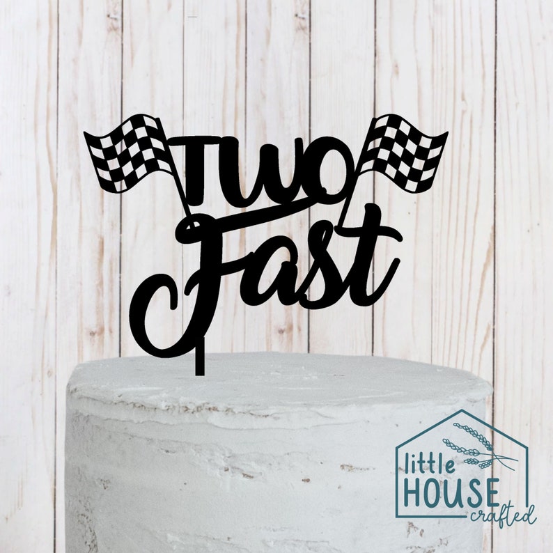 Cake Topper TWO Fast 2 Second Birthday Race Car Themed Birthday Birthday Cake Topper Party Decorations Party Decor 2nd Bday
