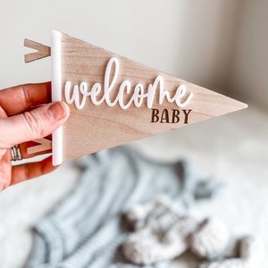 Wooden Birth Stats Announcement Sign Pennant Flag Name Sign Hospital welcome baby Newborn Photo Prop image 5