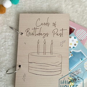Porta-cartão de aniversário personalizado - Organizador de cartão comemorativo - Lembrança de cartão comemorativo - Presente - Presente personalizado gravado - Armazenamento de cartão
