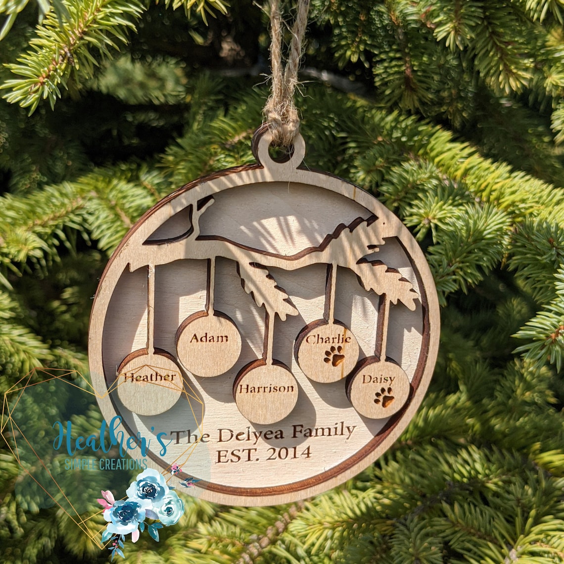 Christmas Ornament 213 Family Members Personalized Laser Etsy
