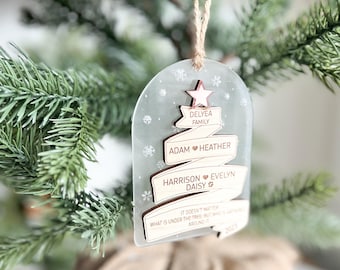 Year in Review Memory Ribbon Ornament 2026 | Personalized Engraved Wood Keepsake | Family, Couple or Kids Milestone Ornament
