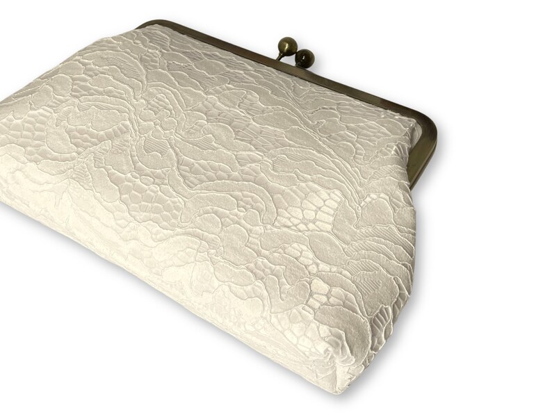 Lace F. Clutch Purse / White or Ivory Lace/ Mother of the Bride / Evening Purse / Personalised Purse image 5