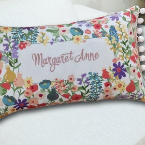 Personalised Embroidered Cushion // Named Pillow // All Over Flowers