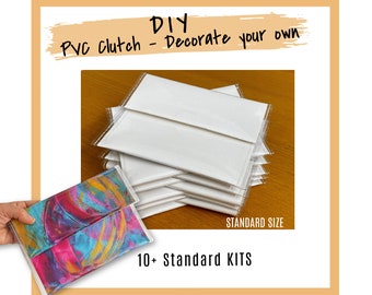 10 + DIY - PVC Clutch KITS / Removable Canvas Insert / Paint Your Own