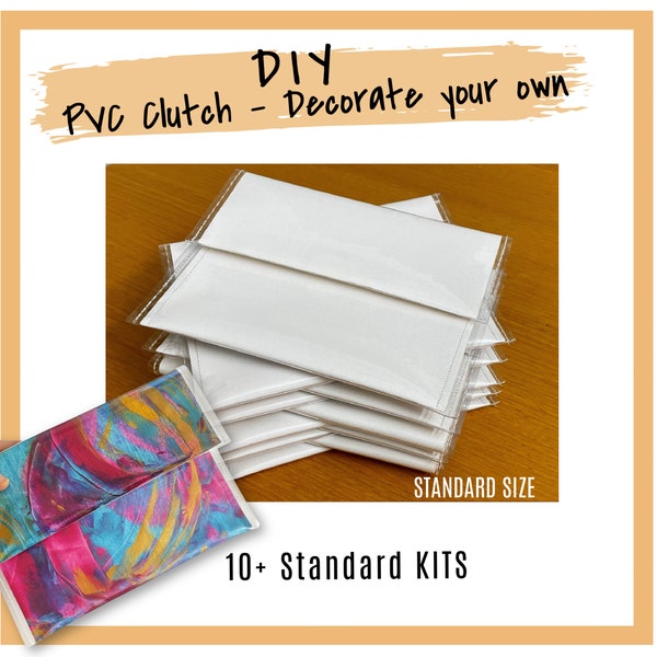 10 + DIY - PVC Clutch KITS / Removable Canvas Insert / Paint Your Own