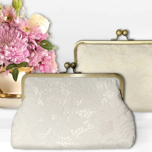 Lace F. Clutch Purse / White or Ivory Lace/ Mother of the Bride / Evening Purse / Personalised Purse image 1