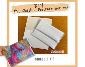 DIY - Standard PVC Clutch KITS / Removable Canvas Insert / Paint Your Own