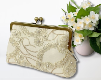 Lace Q. Clutch Purse / Pearl Detail / Mother of the Bride / Evening Purse / Personalised Purse