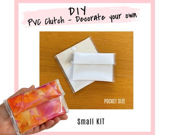 DIY - Small PVC Clutch KITS / Pocketsize / Removable Canvas Insert / Paint Your Own