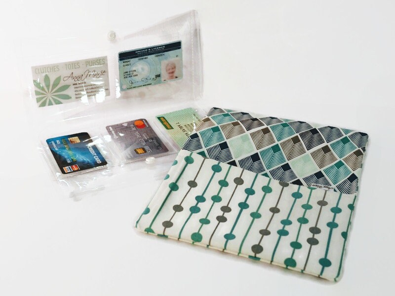 Cartera de PVC transparente verde Geo / forro de tela Etsy