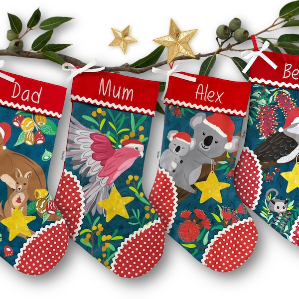 Koala / Galah / Kangaroo / Kookaburra - Exclusive Bespoke Designed Christmas Stockings
